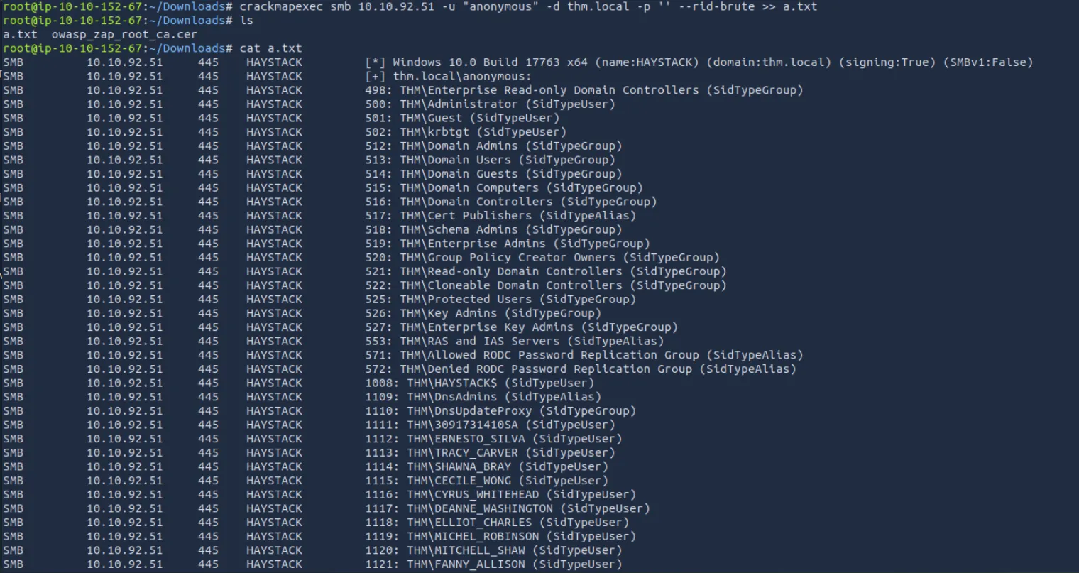 crackmapexec RID 枚举输出