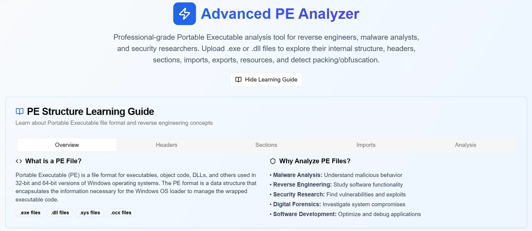 PE Analyzer Online
